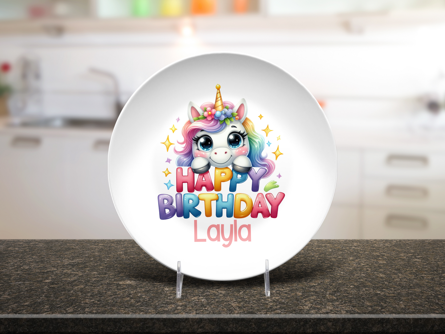Personalized Unicorn Happy Birthday Plate