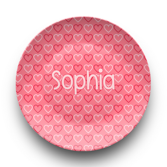 Personalized Pink Valentine Hearts Plate