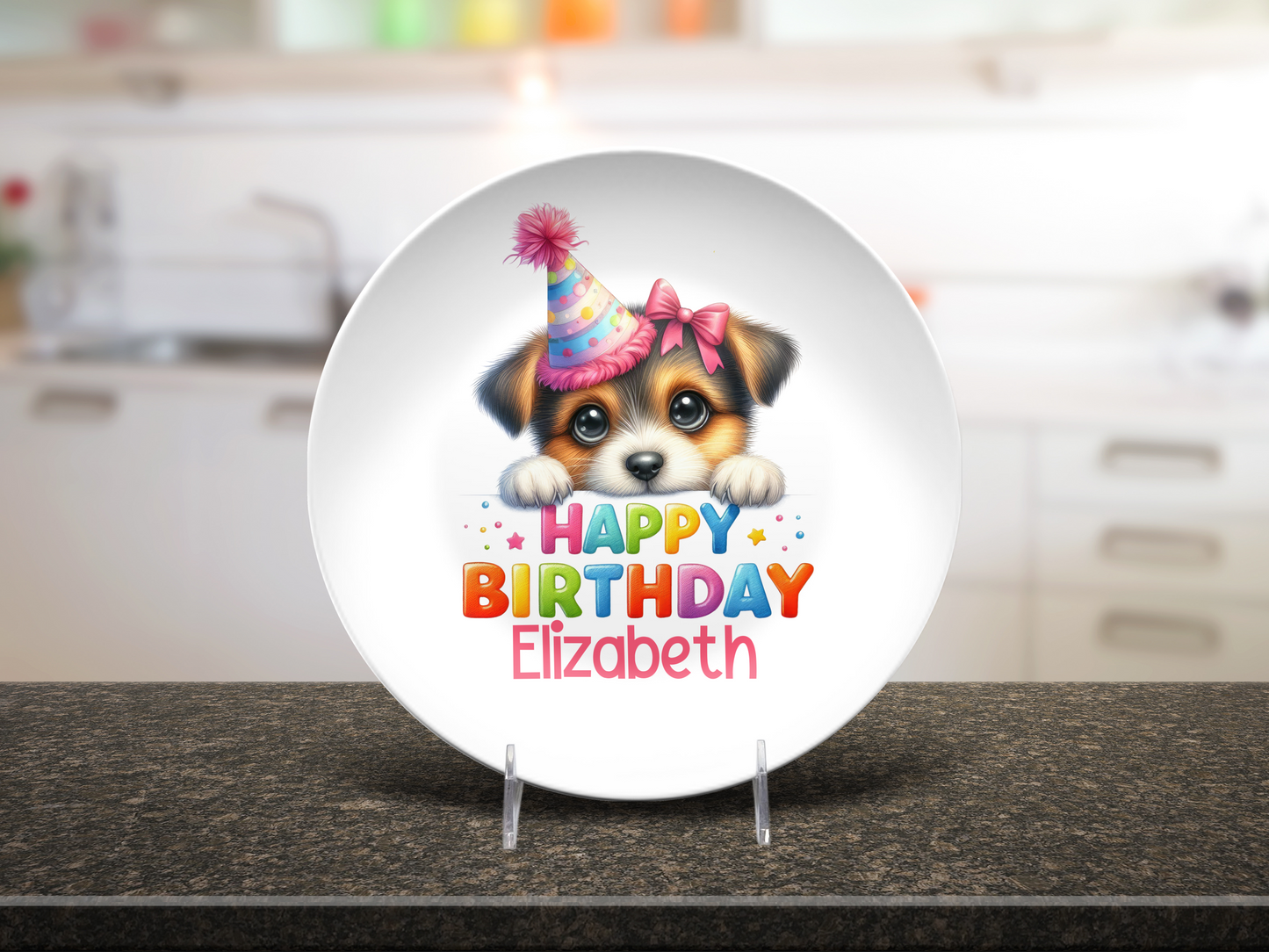 Personalized Happy Birthday Puppy Plate