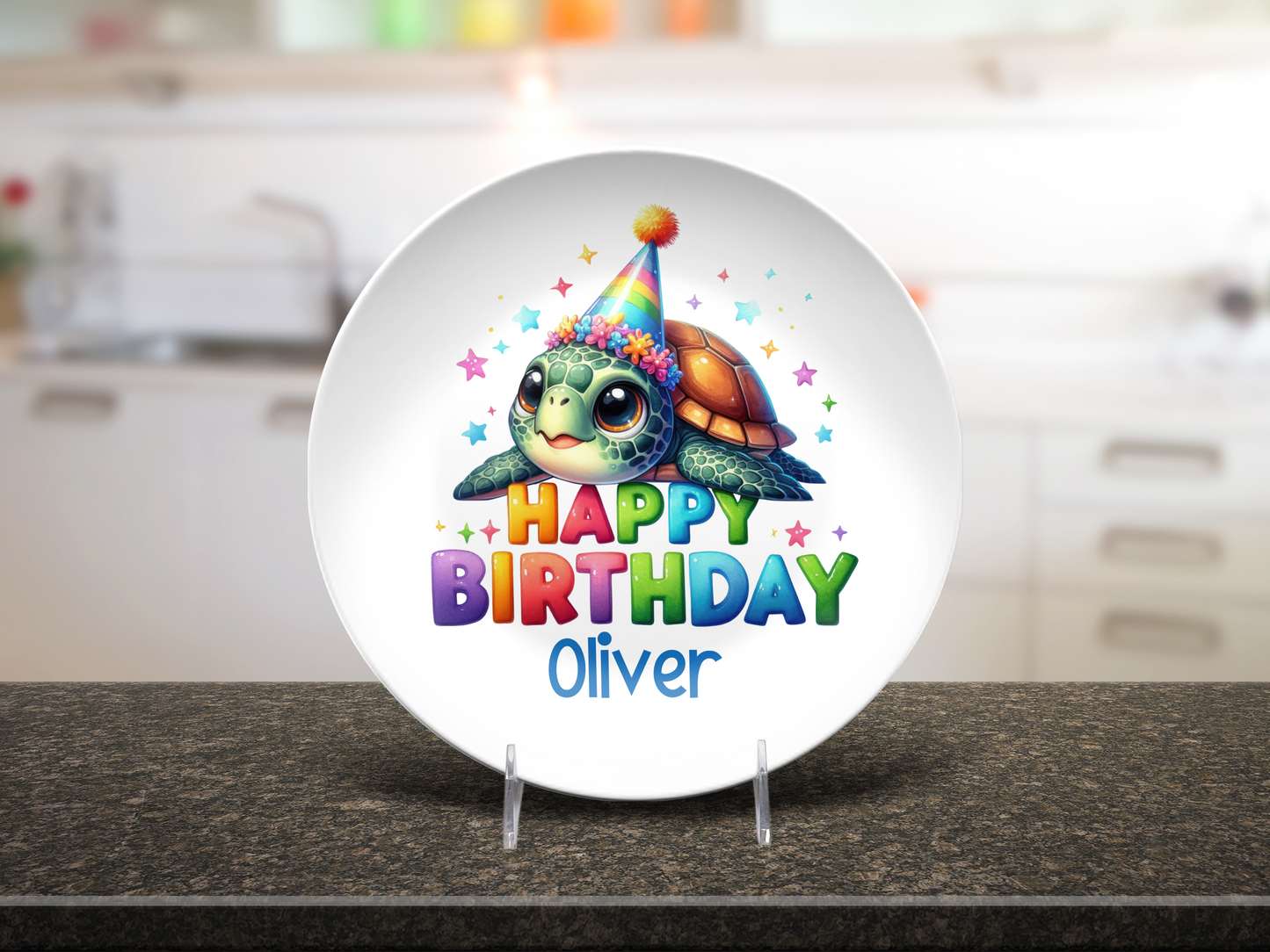 Personalized Happy Birthday Sea Turtle Plate