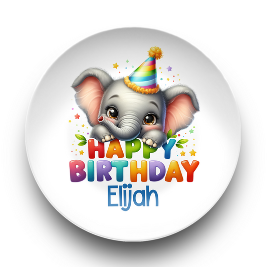 Personalized Happy Birthday Elephant Plate