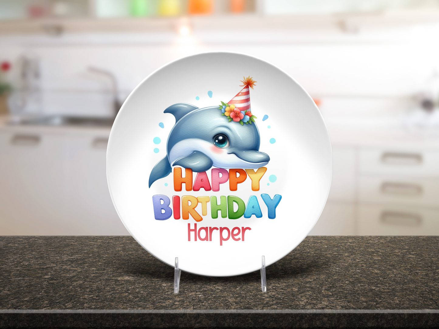 Personalized Happy Birthday Dolphin Plate