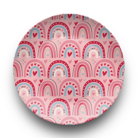 Pink Rainbow Heart Valentine Plate