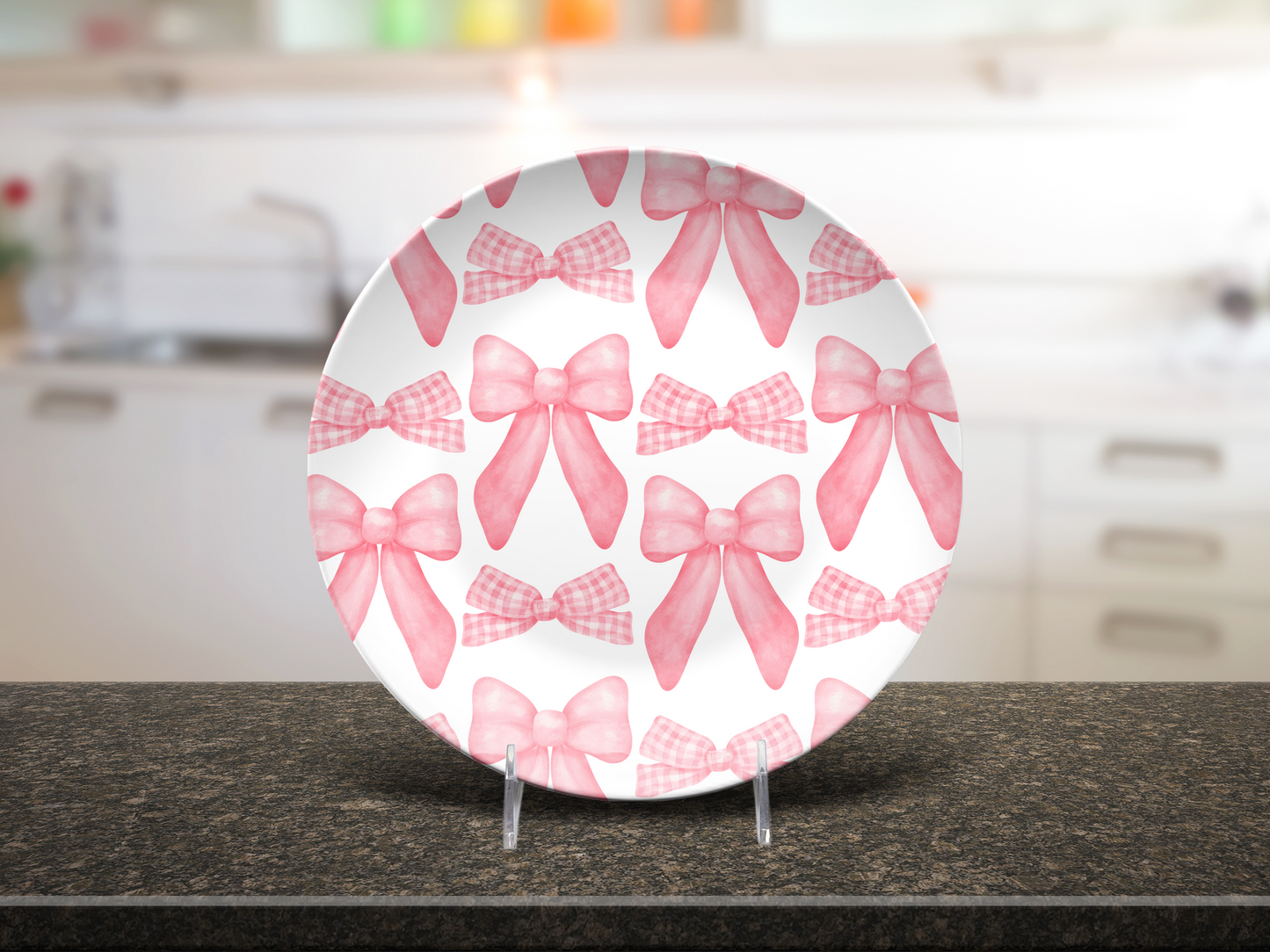 Personalized Pink Bows Plate