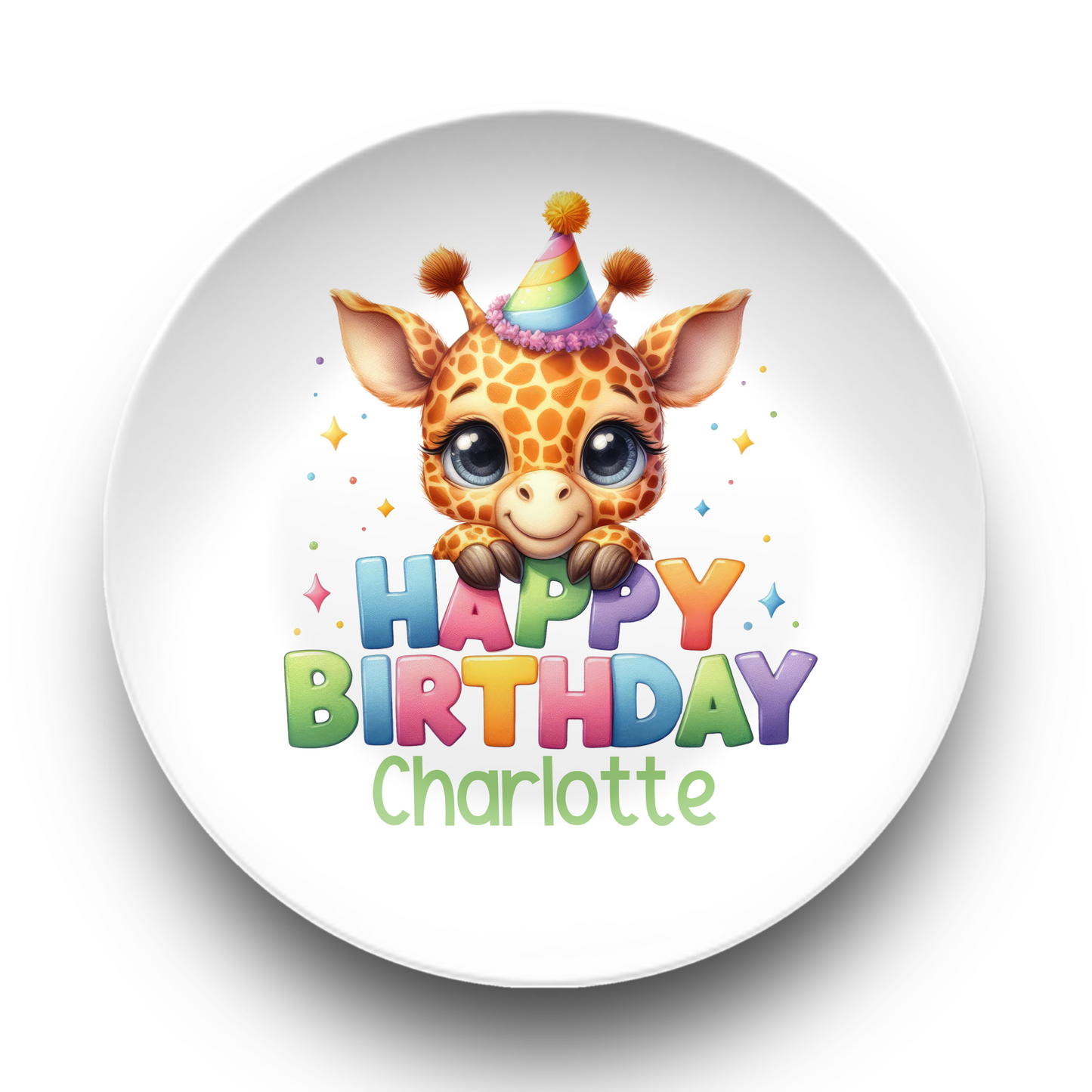 Personalized Happy Birthday Giraffe Plate