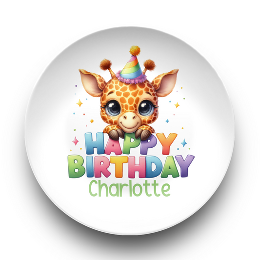 Personalized Happy Birthday Giraffe Plate