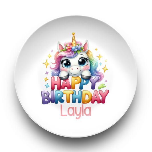 Personalized Unicorn Happy Birthday Plate