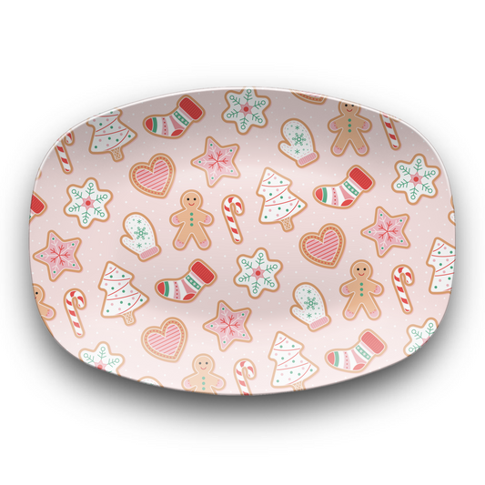 Pink Christmas Cookie Serving Platter